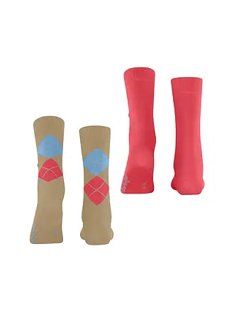 BURLINGTON | Chaussettes femme EVERYDAY, lot de 2, 36-41, vin | beige